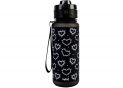 Sticla de apa 500 ml (plastic) neagra cu inimioare MX61337
