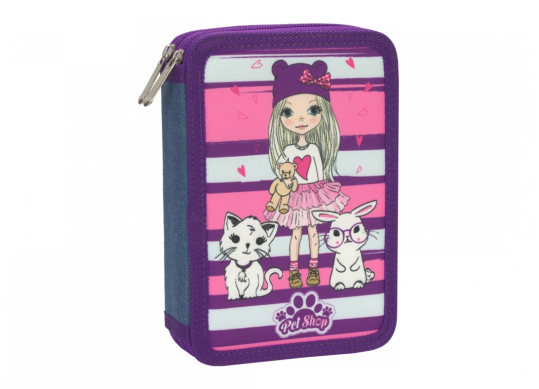 Penar 2 fermoare cu clapete Pet shop (violet) CF87280