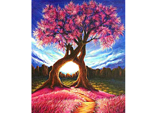 Tablou cu DIAMANTE 30x40 Copaci sakura (fara sasiu) GLD63154