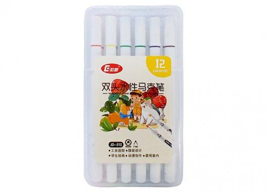 Carioci 12 culori 2 parti virf tesit/rotund ML49-4 (cut.plast) JD512-12