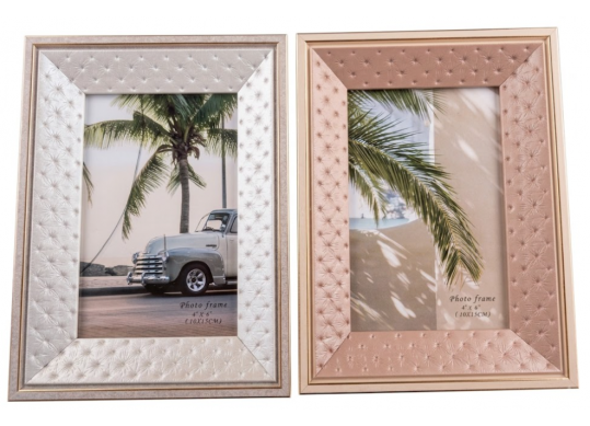 Rama foto 10x15cm (ML39-22) bej,alb, cu margine piele eco cu suport 252168