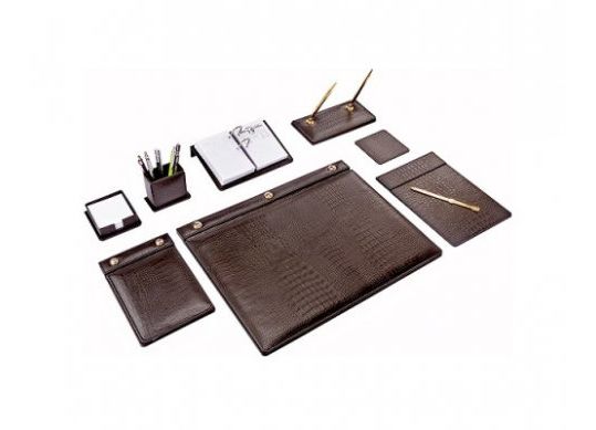 Set de birou 9 piese maro, piele ecologica BR-0911 62096