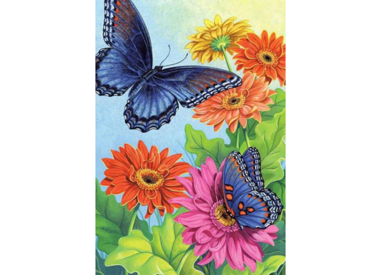 Tablou cu DIAMANTE 20x30 Fluturi in flori (fara sasiu) GLB30357