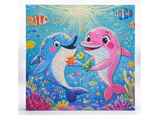 Tablou cu DIAMANTE 20x20 Delfini (ML19-3/25-4) MKX17353