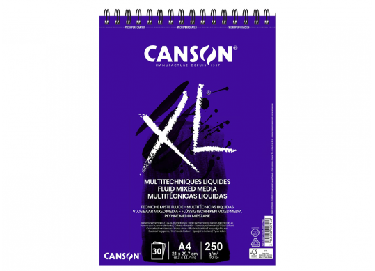 Sketchbook A4 Canson XL fluid mix  30 foi 250gr cu spira C400110533