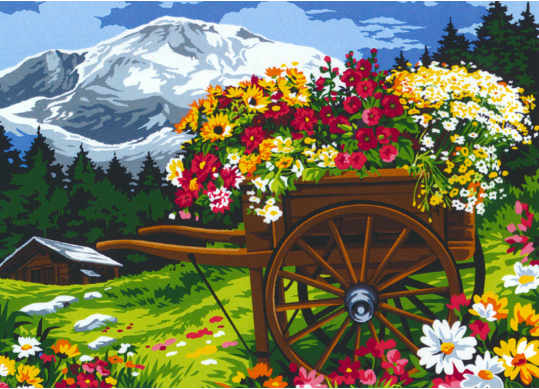 Tablou cu DIAMANTE 30x40 Car de flori (fara sasiu) GLD63383