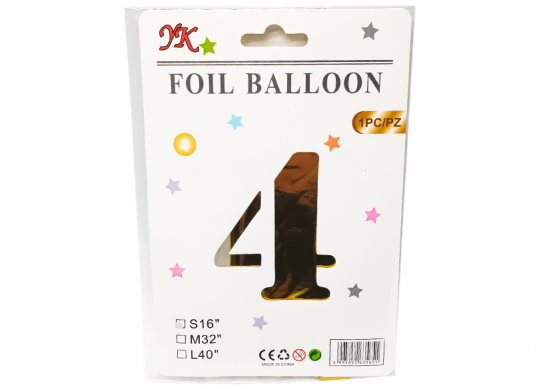 Balon folie Cifra 4 auriu 42cm 221669