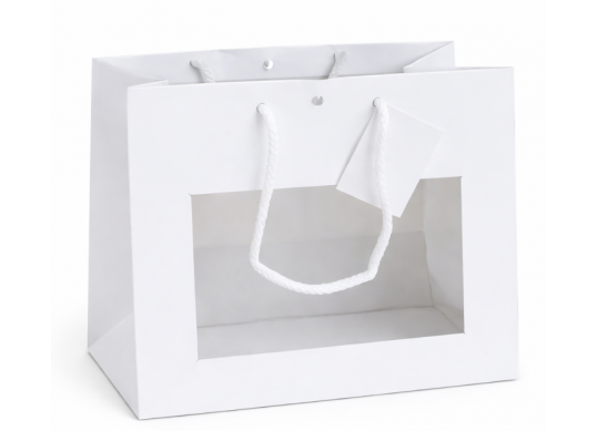 Punga hirtie cu fereastra 24*14*9.5cm, White SH57198