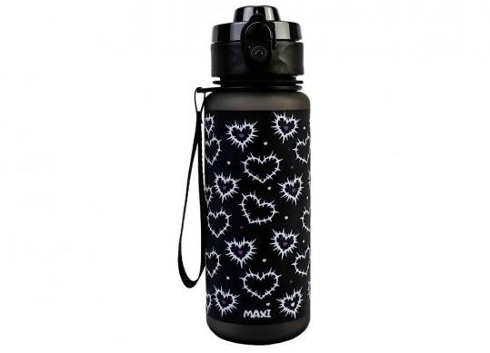 Sticla de apa 500 ml (plastic) neagra cu inimioare MX61337