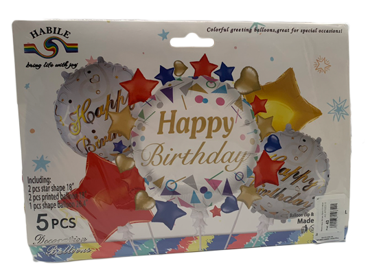 Baloane Happy Birthday (5pcs) (TZ-S5024) alb AP005316