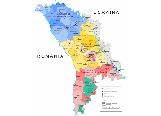 Harta administrativ-teritoriala a R.Moldova 1:500000/70*98cm HM002