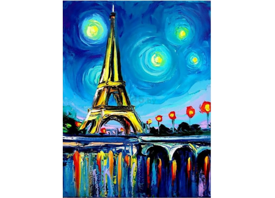 Tablou cu DIAMANTE 20x30 Turnul Eiffel noaptea (fara sasiu) GLB30429