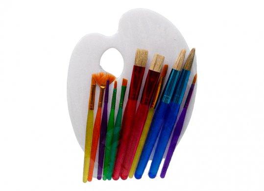 Pensula Conda set 11pcs mix+paleta ovala plastic A1001295