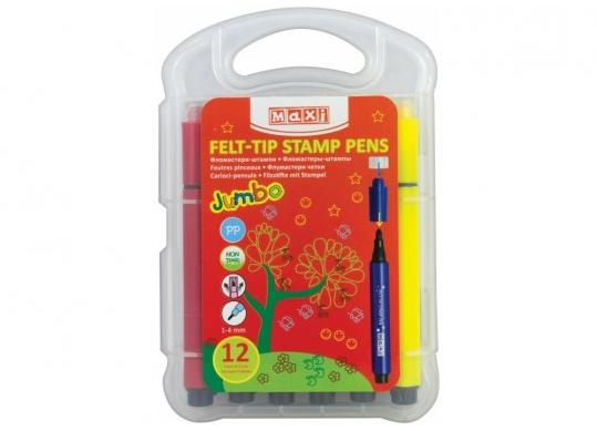 Carioci Color&Stamp Jumbo 12 culori (cu stampila) Maxi MX15227