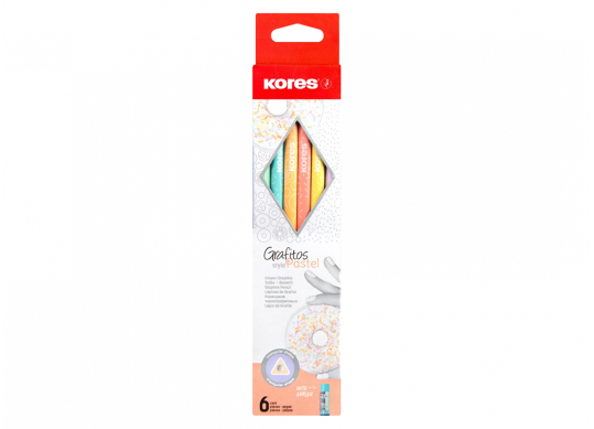 Creion simplu Kores Grafitos Pastel HB (Triunghiulare cu radiera) K92803