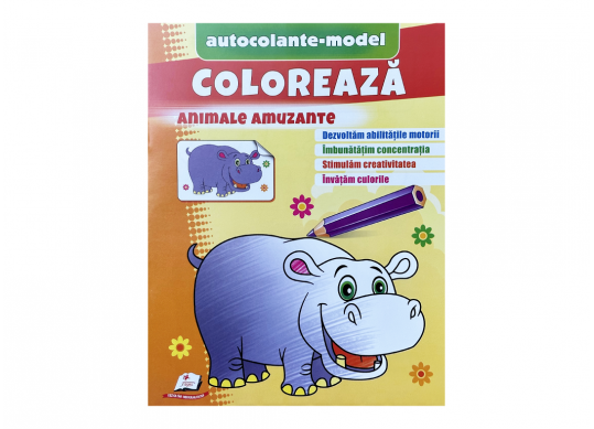 Carte coloreaza+autocol. Animale amuzante CN666449