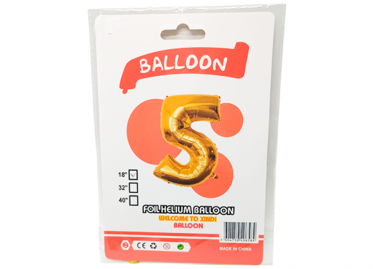 Balon folie Cifra 5 auriu 42cm 221676