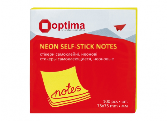 Notite autoadezive 75x75mm/100foi (1culoare) galben neon O25513-05