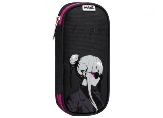 Penar 1 fermoar oval cu clapa Maxi, 20x9x5cm,negru MX85551
