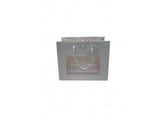 Punga hirtie cu fereastra 16*8*14cm, Alba SH57181