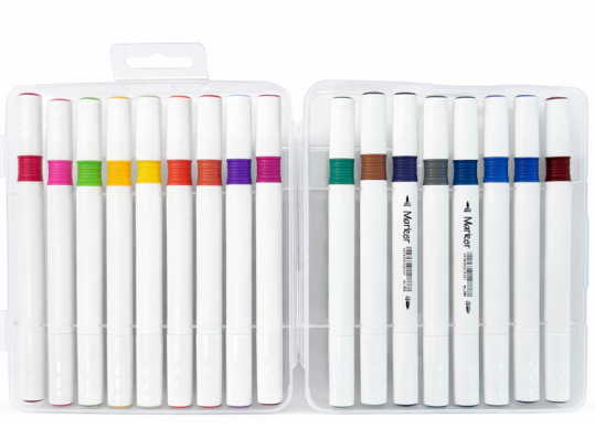 Carioci 18 culori 2 parti virf rotund/pensula ML16-2(cut.plast) TD6625-18