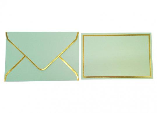 Plic C6 12x18cm 5buc+felicitare Verde pal dunga aurie ML48-1 216702