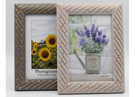 Rama foto 10x15cm ML39-13 gri,alb,cu margine aurie cu suport 252144