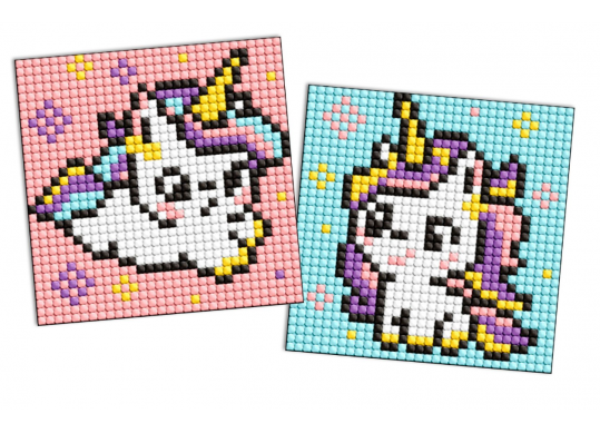 Tablou cu DIAMANTE 9x9cm 2buc (magnetic) Unicorni AMG1044