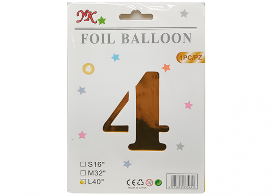 Balon folie Cifra 4 auriu 100cm 221904