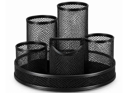 Suport birou din plasa metal (ML130-64) rotativ rotund 5 comp. pe magnet RH-2019