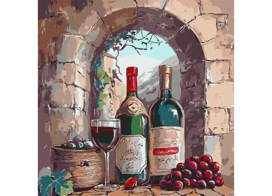 Tablou 40*40/cifre Sticla cu vin KHO5729