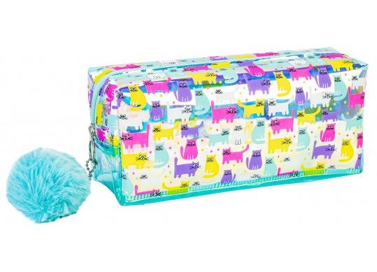 Penar 1 fermoar Pisica cu pom pom Albastru CF87073