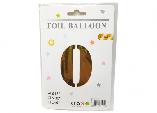 Balon folie Cifra 0 auriu 42cm 221621