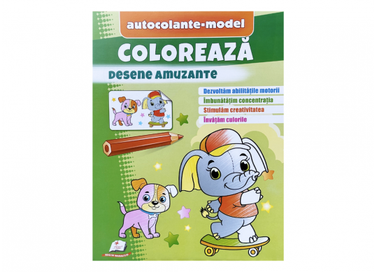 Carte coloreaza+autocol. Desene amuzante CN666326