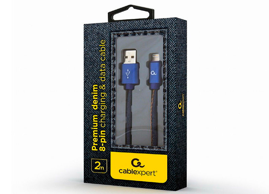 Cablu USB 2.0m 8-pin (Lightning) Premium cotton braided  CC-USB2B Black/W AMLM-2M-BW