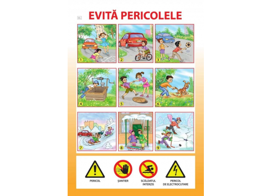 Plansa.Evita pericole+Focul 70x100cm EP13