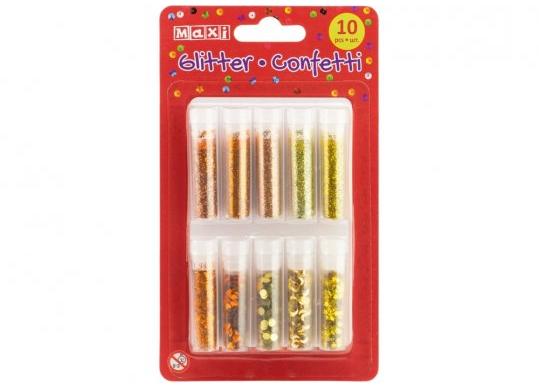 Sclipici 6 culori+4 confetti.x 2gr.Maxi MX61728