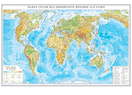 Harta fizica a lumii1:21000000 1,4x2,0m GHL3F