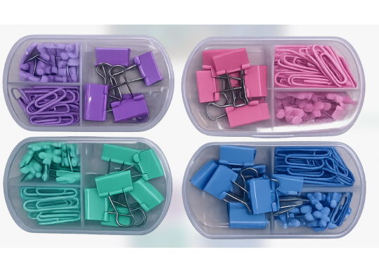 Clipsuri 19mm+clame+pioneze Pastel cutie plastic DL2356