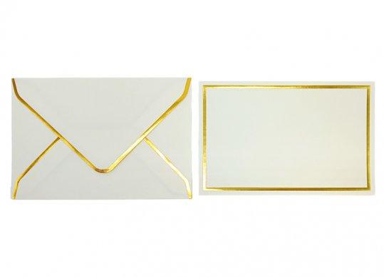 Plic C6 12x18cm 5buc+felicitare Ivory dunga aurie ML48-1 216672