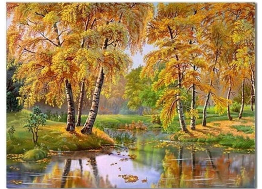 Tablou cu DIAMANTE 30x40 Peisaj de padure (fara sasiu) GLD62725