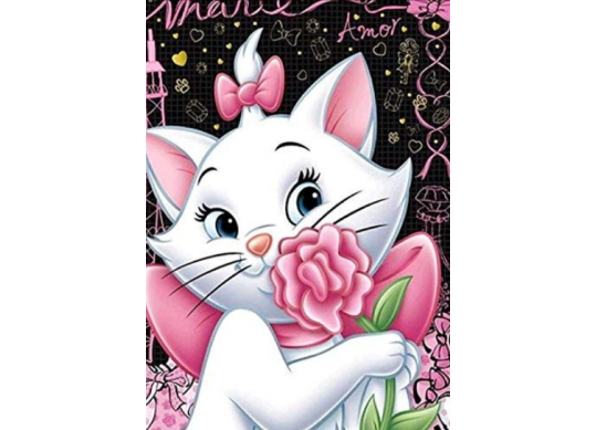 Tablou cu DIAMANTE 30x40 Pisicuta cu papion roz (fara sasiu) GLD63042