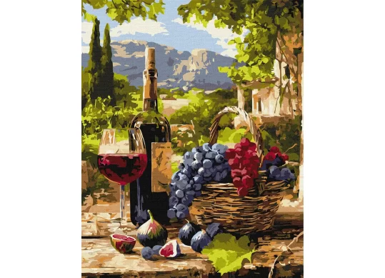 Tablou 40*50/cifre, Vin pe o masă de lemn KHO5765
