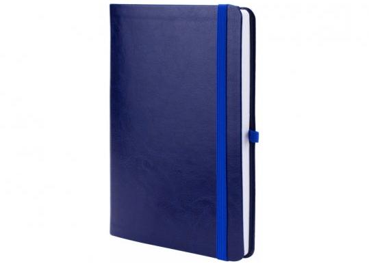 Agenda nedata cu elastic A5 128 foi/linii (cop.moale,piele)Albastru O20124-02