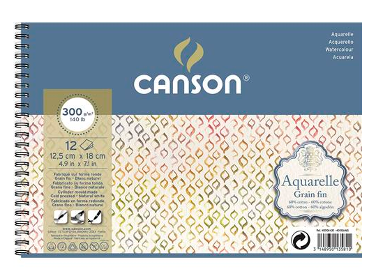 Hirtie bloc cu spira Canson Aquarelle 12foi 12.5*18 GF C400106430