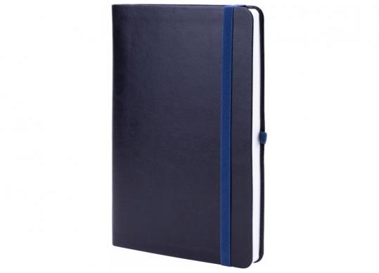 Agenda nedata cu elastic A5 128 foi/linii (cop.moale,piele)Albastru inchis O20124-24