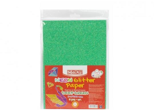 Carton cu sclipici florescent 290gr/m2  A4 Verde MX61937