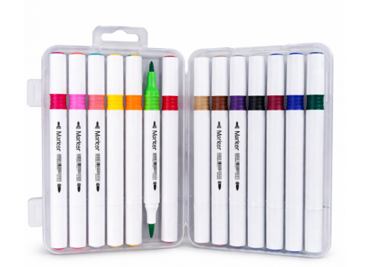 Carioci 12 culori 2 parti virf rotund/pensula ML16-1(cut.plast) TD6625-12