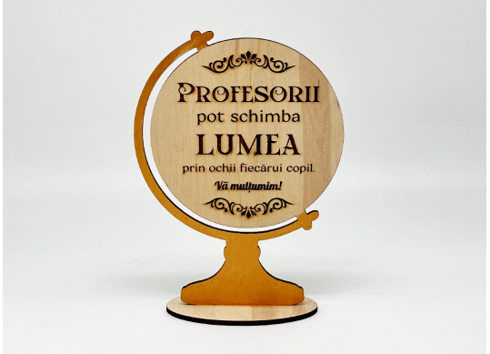 Cupa-trofeu lemn glob (personalizat) 818884