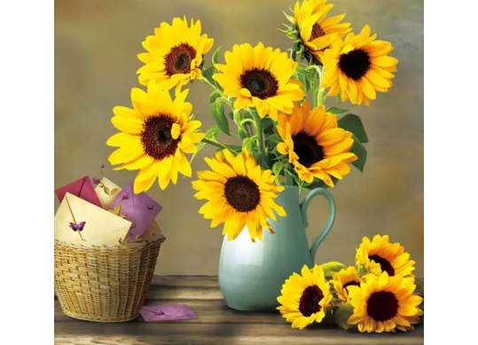 Tablou cu DIAMANTE 30x40 Floarea soarelui si scrisori (fara sasiu) GLD62746
